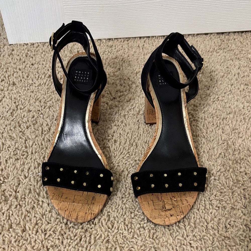 White House Black Market Black Studded Heels size 8M.
